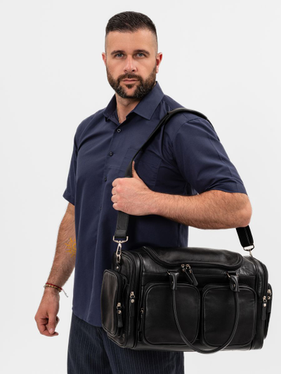 Кожаная дорожная сумка Bufaloro black (арт. 4012-01)