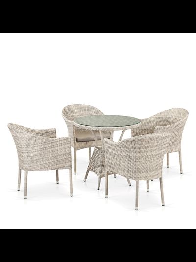 Плетеный обеденный комплект T705ANT/Y350-W85 Latte из искусственного ротанга