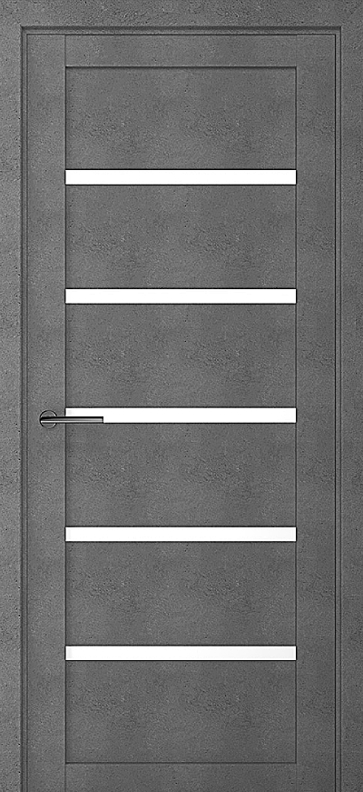 Дверь ВЕНА бетон темный с белыми стеклами