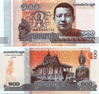 Камбоджа 100 риелей 2014 г.
