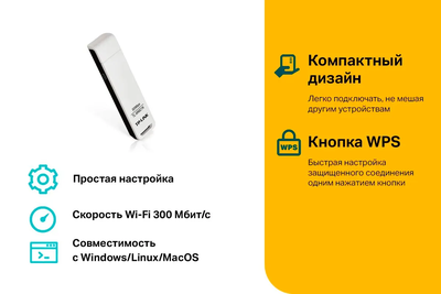 TP-LINK WI-FI адаптер WN821N Белый