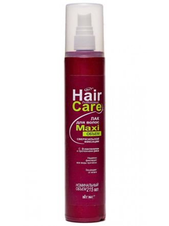 ЛАК для волос МАXIобъём сверхсильной фиксации с D-пантенолом и протеинами риса «Professional Hair Care», 215 мл