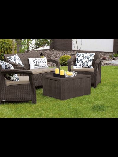 Комплект мебели Корфу со столиком-сундуком коричневый