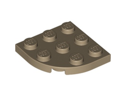 Plate, Round Corner 3 x 3 with 2 x 2 Curved Cutout, Reddish Orange (68568 6529190)