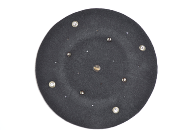 Берет фетровый Италия Вицио черного цвета со стразами