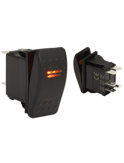 Клавишный выключатель, 2 светодиода, двухпозиционный с возвратной пружиной