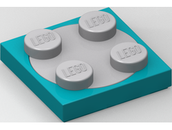 Turntable 2 x 2 Plate with Light Bluish Gray Top 3680 / 3679, Dark Turquoise (3680c02)