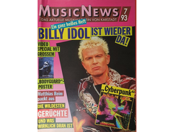 Music News Magazine July 1993 Billy Idol, Bodyguard, Иностранные музыкальные журналы, Intpressshop