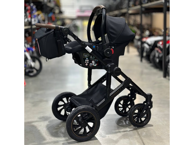 Детская коляска 3 в 1 Luxmom 808 Черный Экокожа