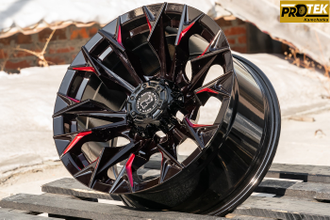 Комплект дисков R16 8,5J ET+0 6*139,7 FBX 227-6 Черный с красным (R704)