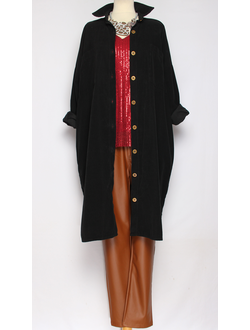 Платье-рубашка Бохо "Вельвет " чёрное до р.54