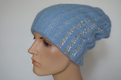 Голубая зимняя женская шапка Vizio Италия 1004 CL