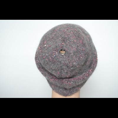 Серая с фуксией меланжевая шапка носок Vizio Италия 8023  (6926) CL