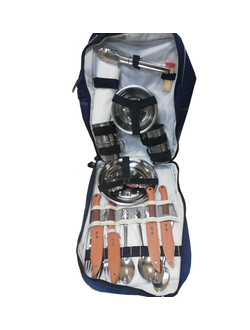 Посуда-рюкзак с термо-сумкой,Набор для пикника на 6 персоны