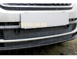 Защита радиатора Skoda Kodiaq 2016- black низ с парктроником (2 части)