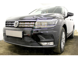 Защита радиатора Volkswagen Tiguan II 2016- black верх PREMIUM