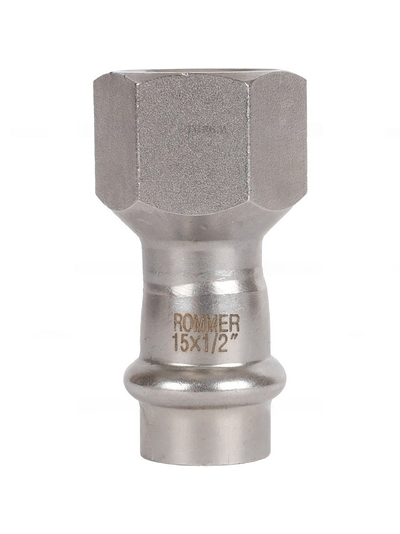 Переходник ROMMER ВПр-ВР, 15х1/2 из нержавеющей стали прессовой