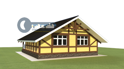 Д-17 ДАЧНЫЙ ДОМ ИЗ БРУСА:ГАБАРИТНЫЕ РАЗМЕРЫ: (8Х8М), ОБЩАЯ ПЛОЩАДЬ: 64М²