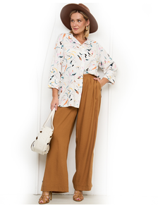 Женская летняя туника-рубашка из штапеля &quot;ПОЛИНА&quot; арт. 2146 (цвет белый) 52-66