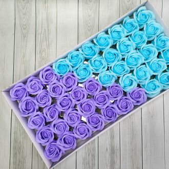 МИКС Розы из мыла 50 шт "Корея" Небесный - Светло-голубой