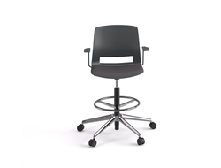 Стул высокий Easy крестовина на колесиках с подлокотниками купить в Алуште