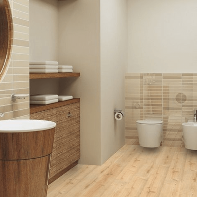 Биополы Wineo PURLINE 1000 wood Garden Oak PL005R в интерьере ванной