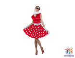 Платье в стиле 50-х белый горох и красный верх, 48-50