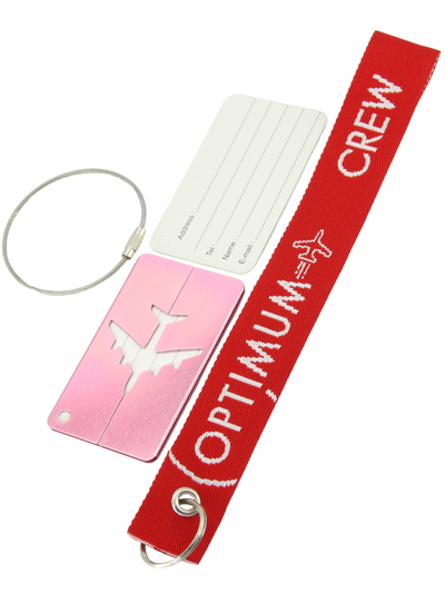 Дорожная бирка для багажа - брелок из металла Optimum RBF, розовая