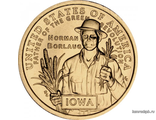 США 1 доллар 2026 год - Американские инновации - Айова. Норман Борлоуг, отец Зелёной революции