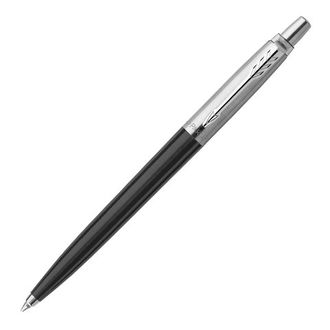 Ручка шариковая PARKER "Jotter Plastic CT", корпус сталь + черный пластик, синяя, R0033010