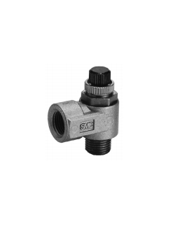 Пневмодроссель с обратным клапаном и резьбовым соединением. Угловой тип AS1200/EAS2200-4200