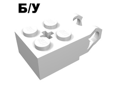 ! Б/У - Technic, Brick Modified 2 x 2 with Ball Socket and Axle Hole - Angled Forks with Flat Ends and Open Sides, White (62712 / 4578559) - Б/У