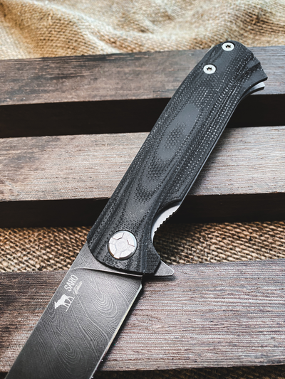 Складной нож Чиж NEXT дамаск, рукоять G10, цвет черный