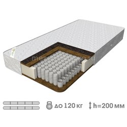 ВК886 Матрас "Прим-Люкс" (БНП Стандарт, кокосовая койра, полотно иглопробивное, ППУ, жаккард)