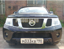 Защита радиатора Nissan Pathfinder (NAVARA) (2012-2014) black верх