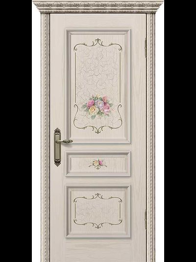 Дверь  Оливия с печатью "Роза", цвет ваниль