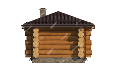 Сруб бани из бревна ручной рубки Кедр, 16 м2