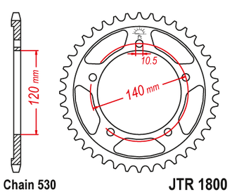 Звезда ведомая (40 зуб.) RK B6839-40 (Аналог: JTR1800.40) для мотоциклов Suzuki, Triumph