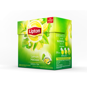 Чай Lipton Lemon Melissa зеленый с лимоном и мелиссой 20 пакетиков