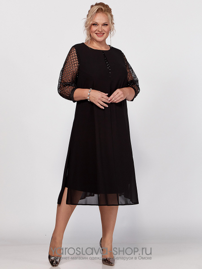 Женское платье А-силуэта в черном цвете