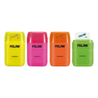 Ластик-точилка Milan COMPACT FLUO, цвет в ассорт., блистер (BYM10380)