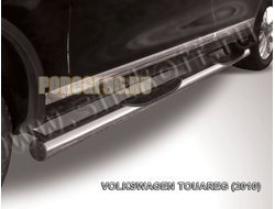 Защита порогов d76 c проступями Slitkof для Volkswagen Touareg 2010-2015