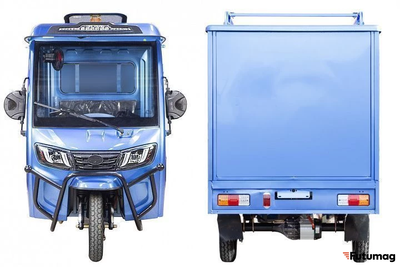 Грузовой электротрицикл Rutrike КАРГО Кабина Дуал синий