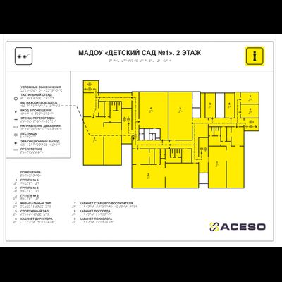 Мнемосхема тактильная стандартная, ПВХ 3 мм. Размер 600x800 по ГОСТ