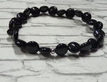 Браслет из оникса черного с серебр.фурнитурой