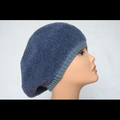 Синий вязаный женский берет из кашемира Vizio Италия 6749 ВО