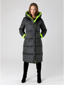 Пальто 23430 графит/лайм ЗИМА