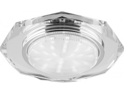 Светильник встраиваемый Feron GX53 8-ми гранник стекло прозрачный хром 125(90)x38 4020-2 20148