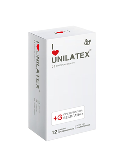 Ультратонкие презервативы Unilatex Ultra Thin - 12 шт. + 3 шт. в подарок