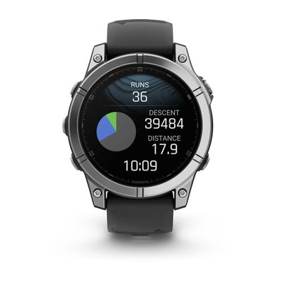 Умные часы Garmin Fenix E - 47 мм, AMOLED серебристый стальной безель, черный силиконовый ремешок (010-03025-00)